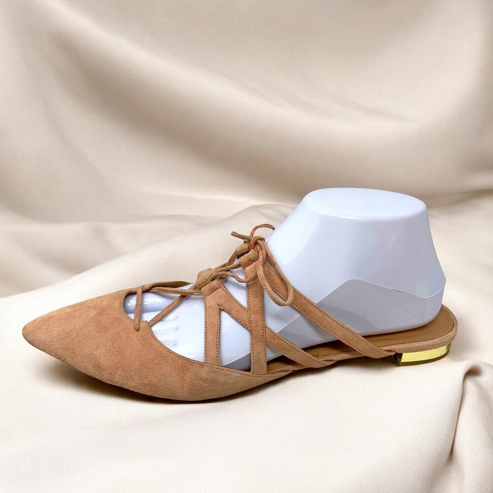 Aquazzura Firenze Belgravia‎ French Rose Suede Cagey Pointy Slides/Mules - Picture 6 of 13